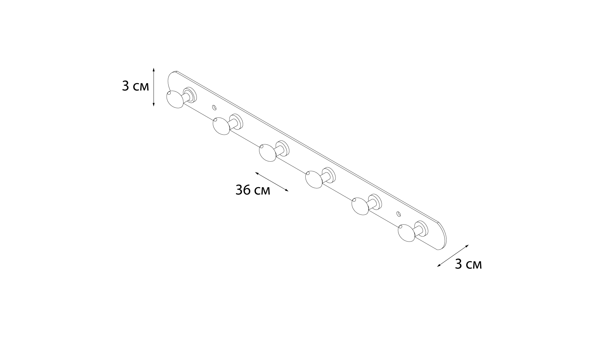 Планка 6 крючков Fixsen FX-1416 Планка 6 крючков Fixsen FX-1416