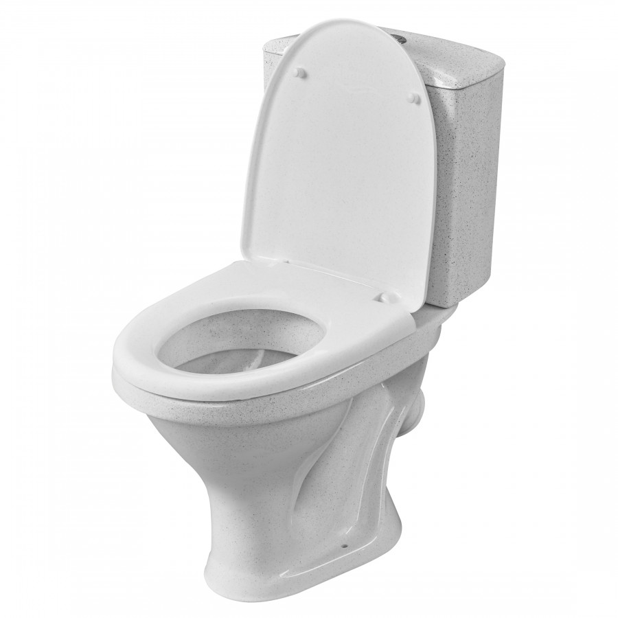 Унитаз-компакт "Вест" наклонный выпуск, с кнопочной арматурой и сиденьем, крап на белом. SANTERI Унитаз-компакт "Вест" наклонный выпуск, с кнопочной арматурой и сиденьем, крап на белом. SANTERI