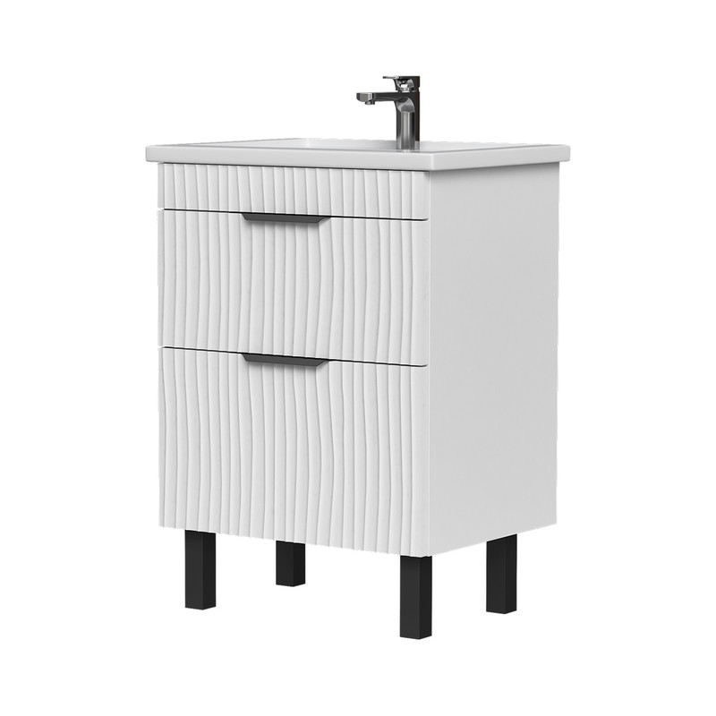 Тумба Lotti 60, напольная 2 ящ., белая (под раковину Миранда 60), VOLNA