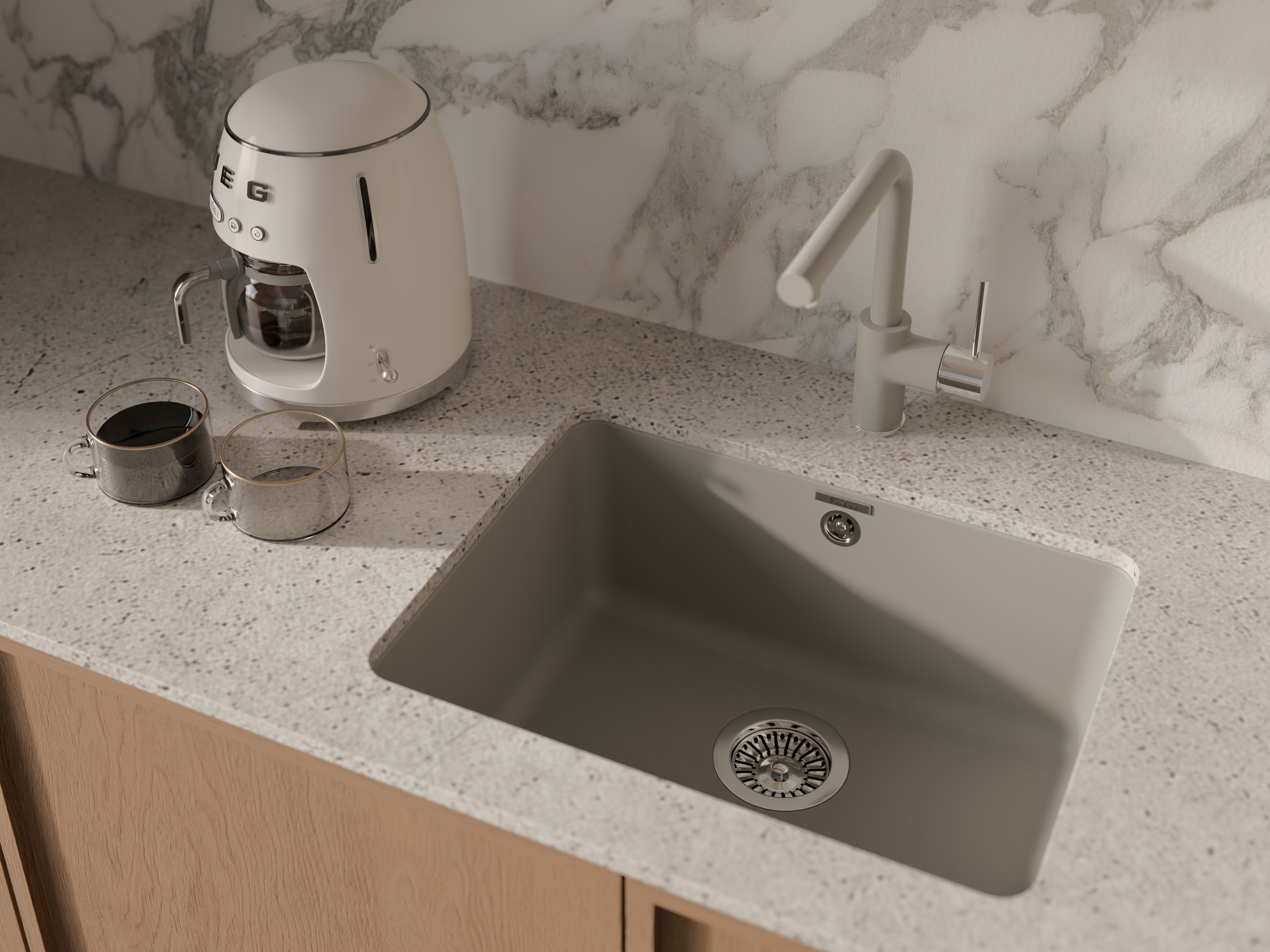 RIVELATO Мойка BERKANA 50 подст.монтаж 1-чаш 560*430 topazio арт.