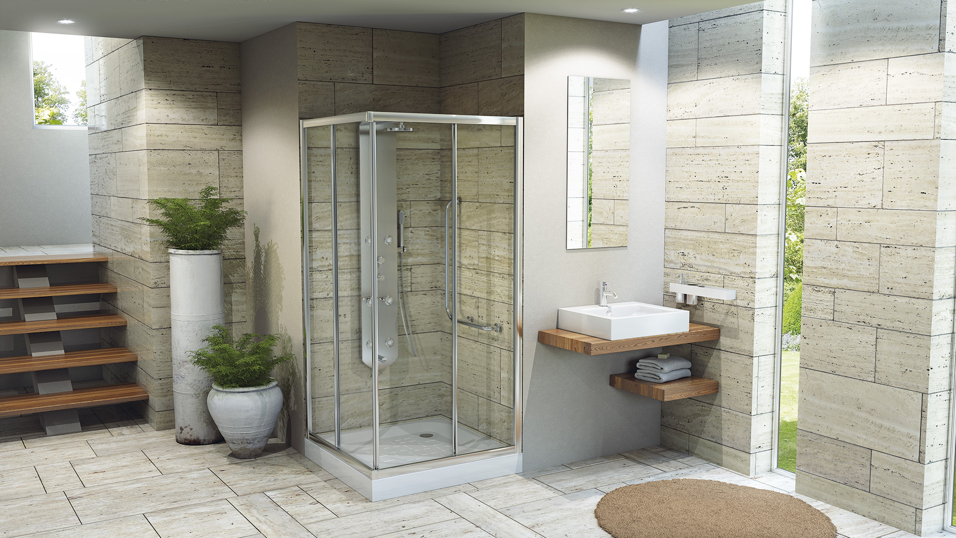 UNIVERSAL SG Душевой поддон стальной CF90, рифленый, 90x90х14 см., BLB