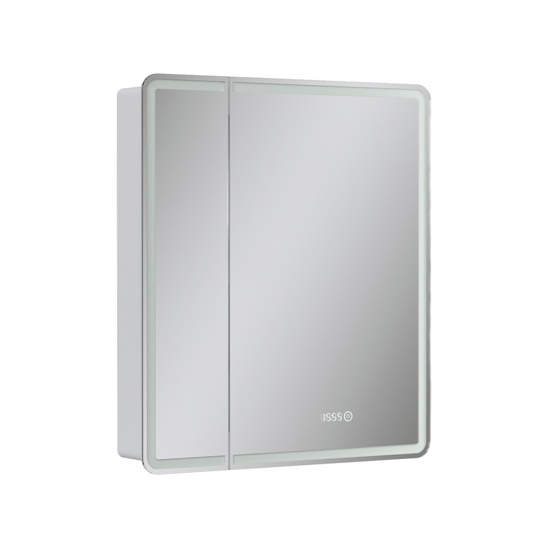 Зеркальный шкаф EQUIL Nice LED 70 с часами белый Зеркальный шкаф EQUIL Nice LED 70 с часами белый