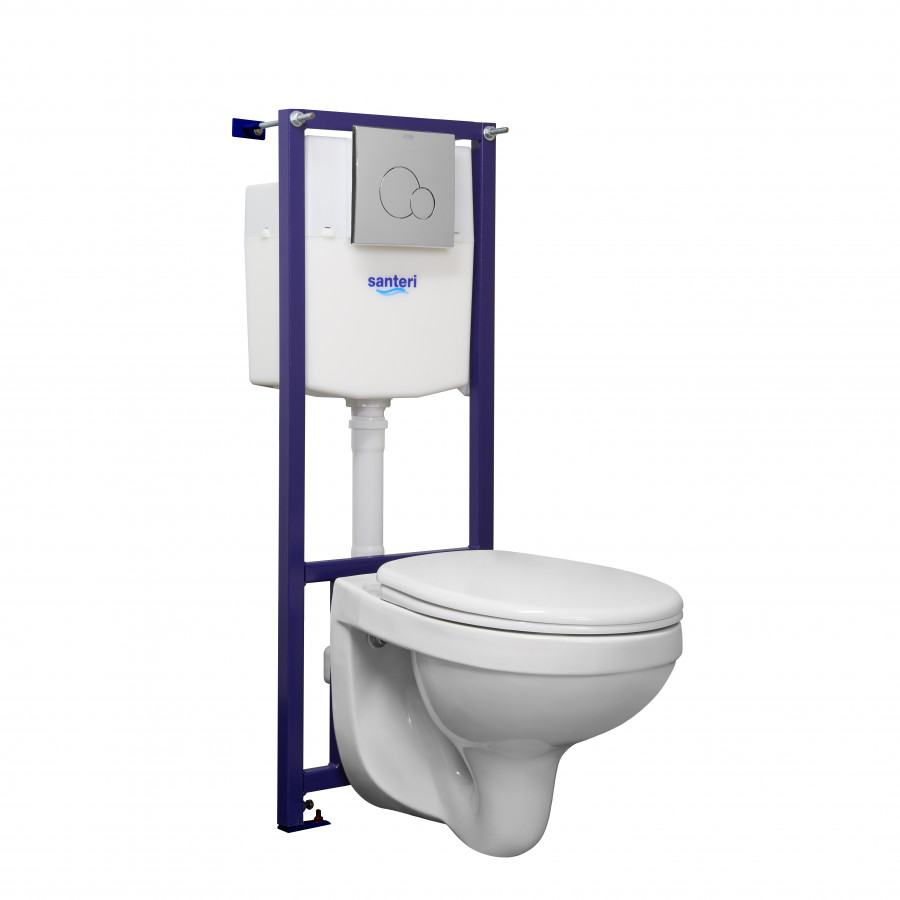 Пэк Альфа (подвес. унитаз с сиденьем полипр, инсталляция, панель хром. глянец) SANTERI Пэк Альфа (подвес. унитаз с сиденьем полипр, инсталляция, панель хром. глянец) SANTERI