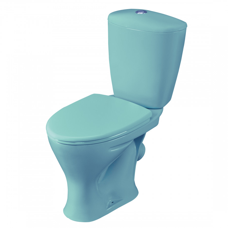 Унитаз-компакт "Версия" наклонный выпуск, с кнопочной арматурой и сиденьем, голубой  SANTERI Унитаз-компакт "Версия" наклонный выпуск, с кнопочной арматурой и сиденьем, голубой  SANTERI