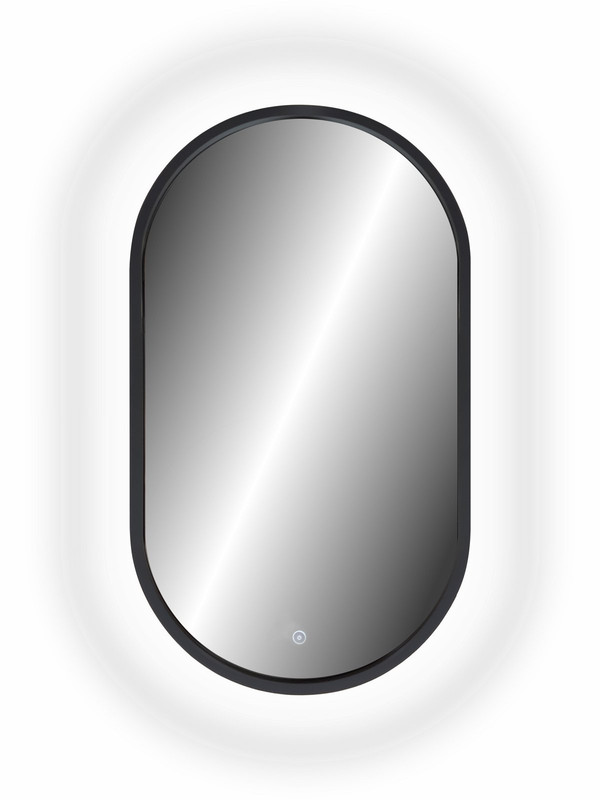 Зеркало Prime Black Led 450x800 с сенсором, холодная подстветка, рама МДФ