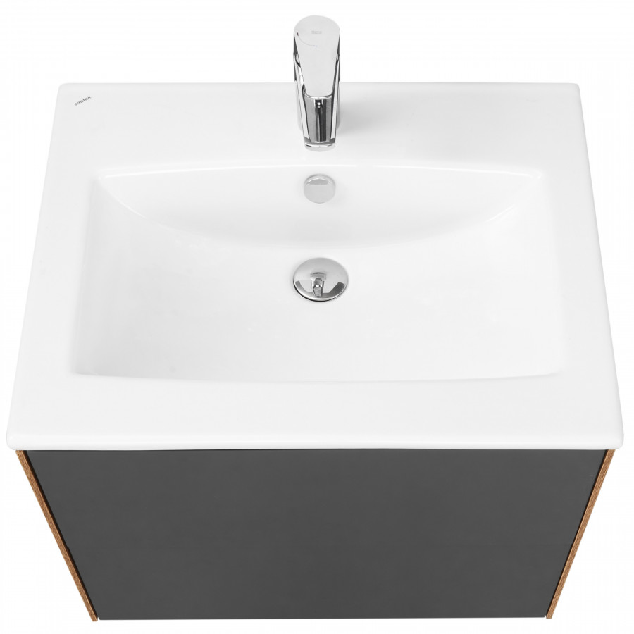 Тумба СОХО 60, дуб веллингтон, графит софт (под раковину ЭЛИНА 60)