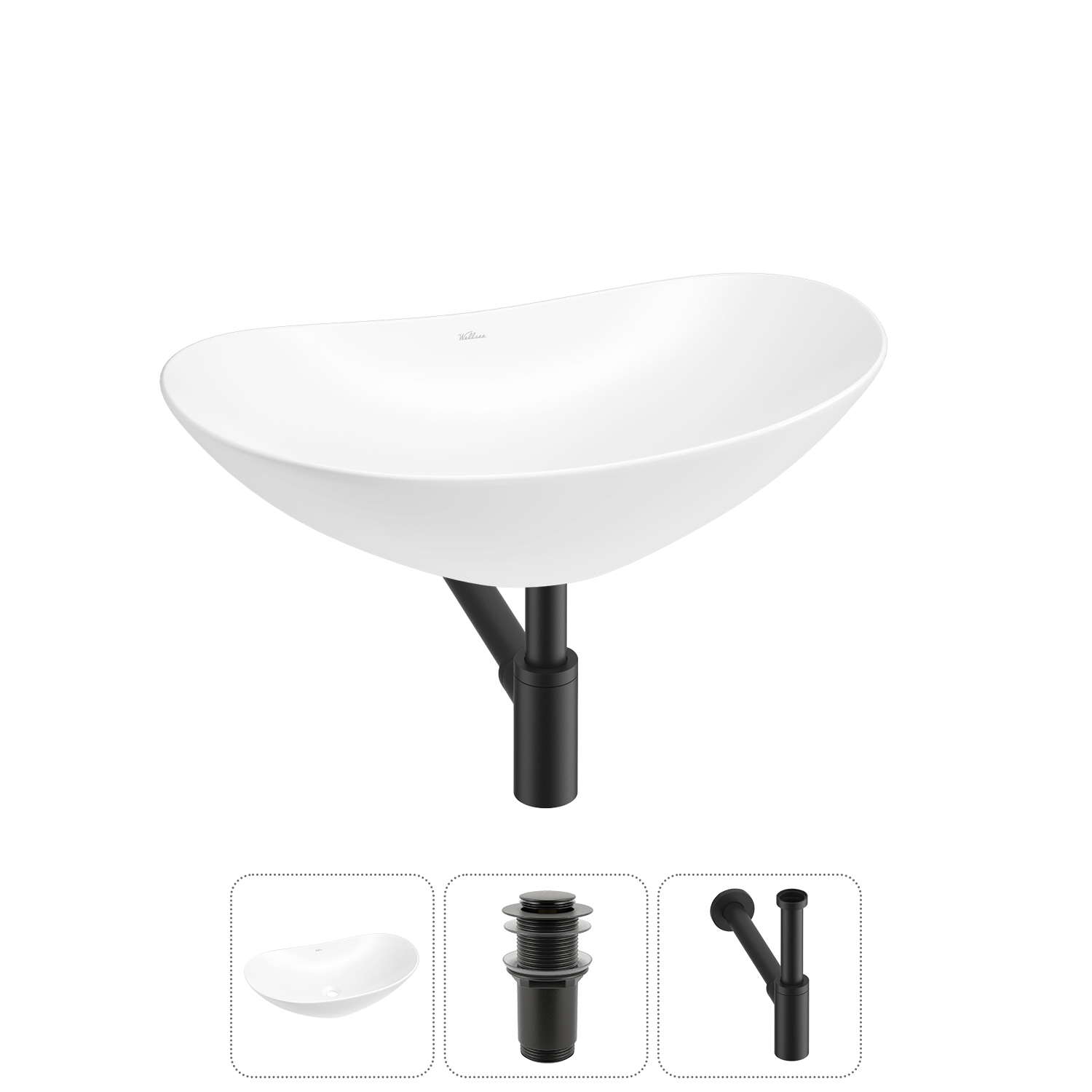Накладная раковина для ванной комнаты Wellsee Carefree Dove 20212286R в наборе 3 в 1: раковина белый