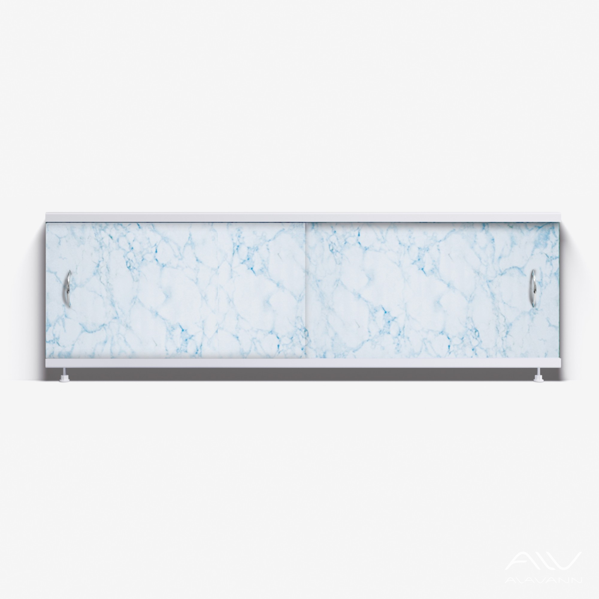 КЛАССИК Экран для ванны 170 см, полистирол,(бело-голубой мрамор-003), ALAVANN