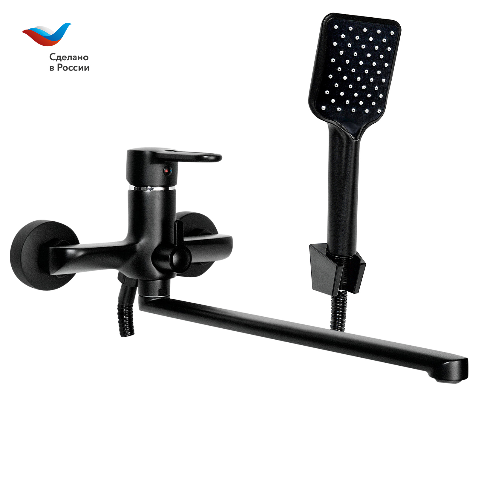 ГОРОД Смеситель для умывальника с литым изливом, черный, СЛ-ОД-Т3Ч Славен