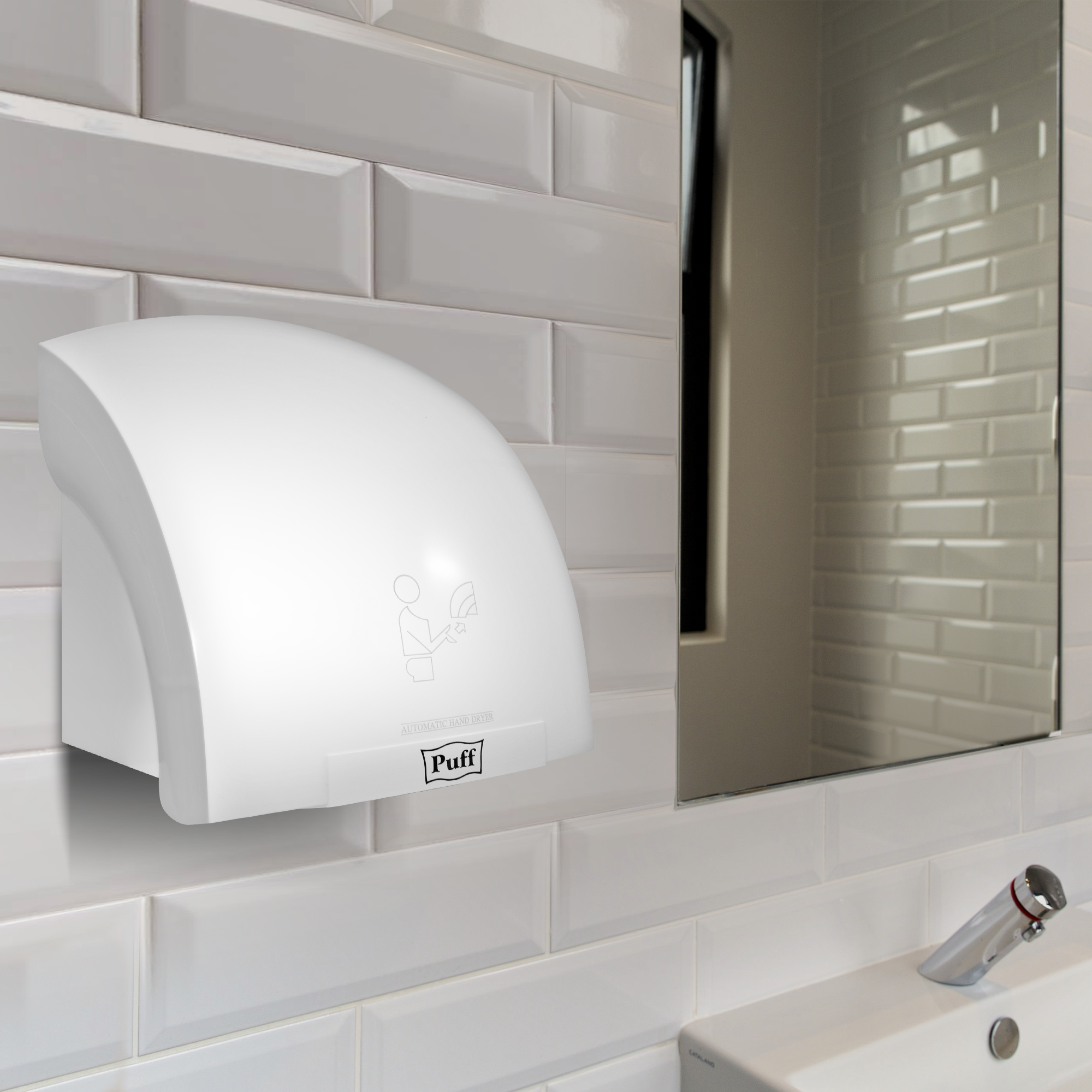 Электросушитель для рук PUFF-8975 высокоскоростной, белый 1,2 кВт (1401.329)