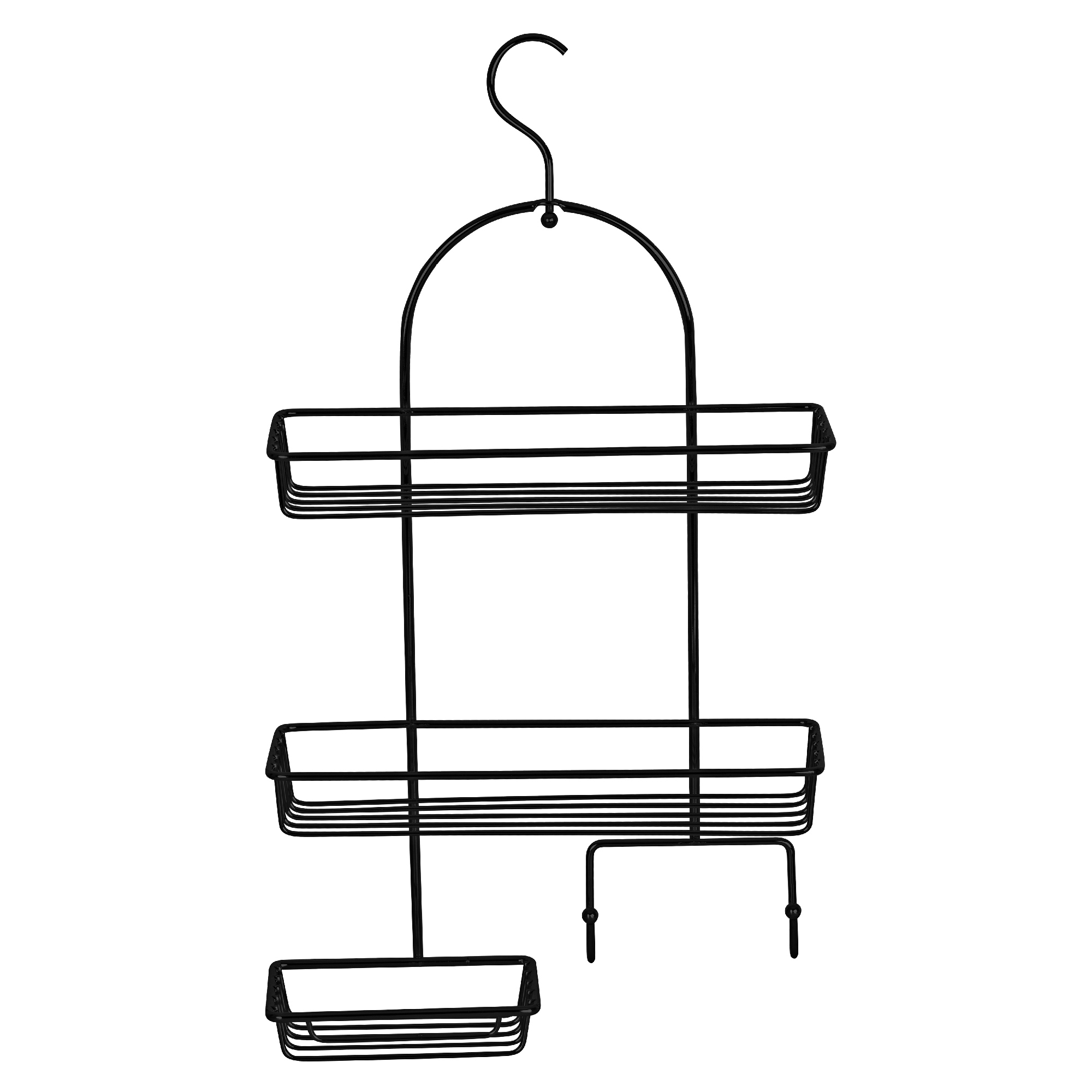 Полка прямоугольная двухэтажная с мыльницей черная Fixsen FX-970B