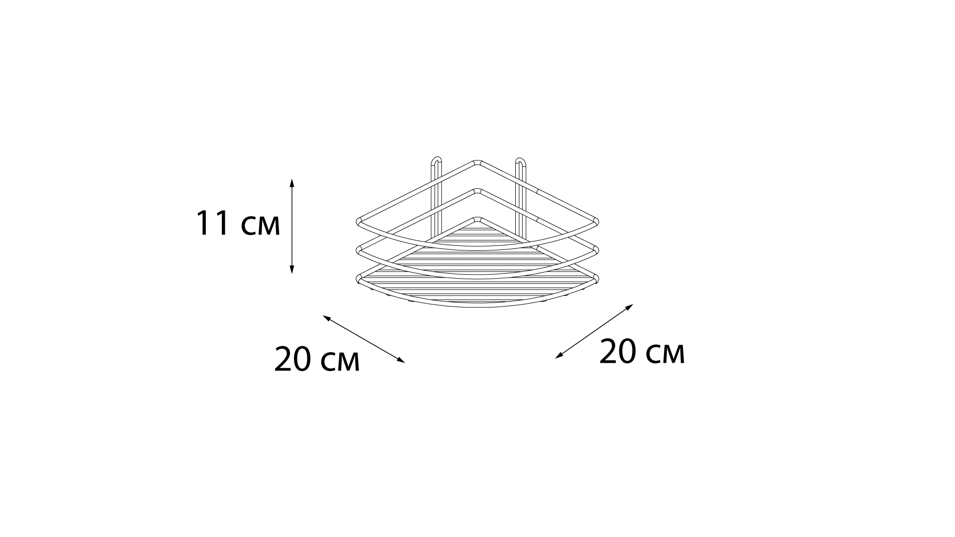 Полка угловая одноэтажная черная Fixsen FX-710B-1
