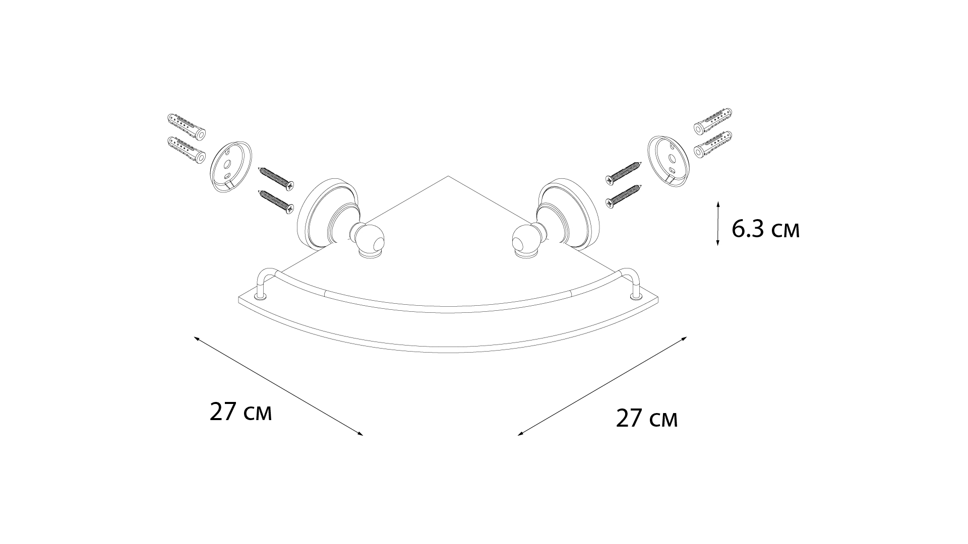 Полка стеклянная угловая FIXSEN Bogema (FX-78503A) Полка стеклянная угловая FIXSEN Bogema (FX-78503A)