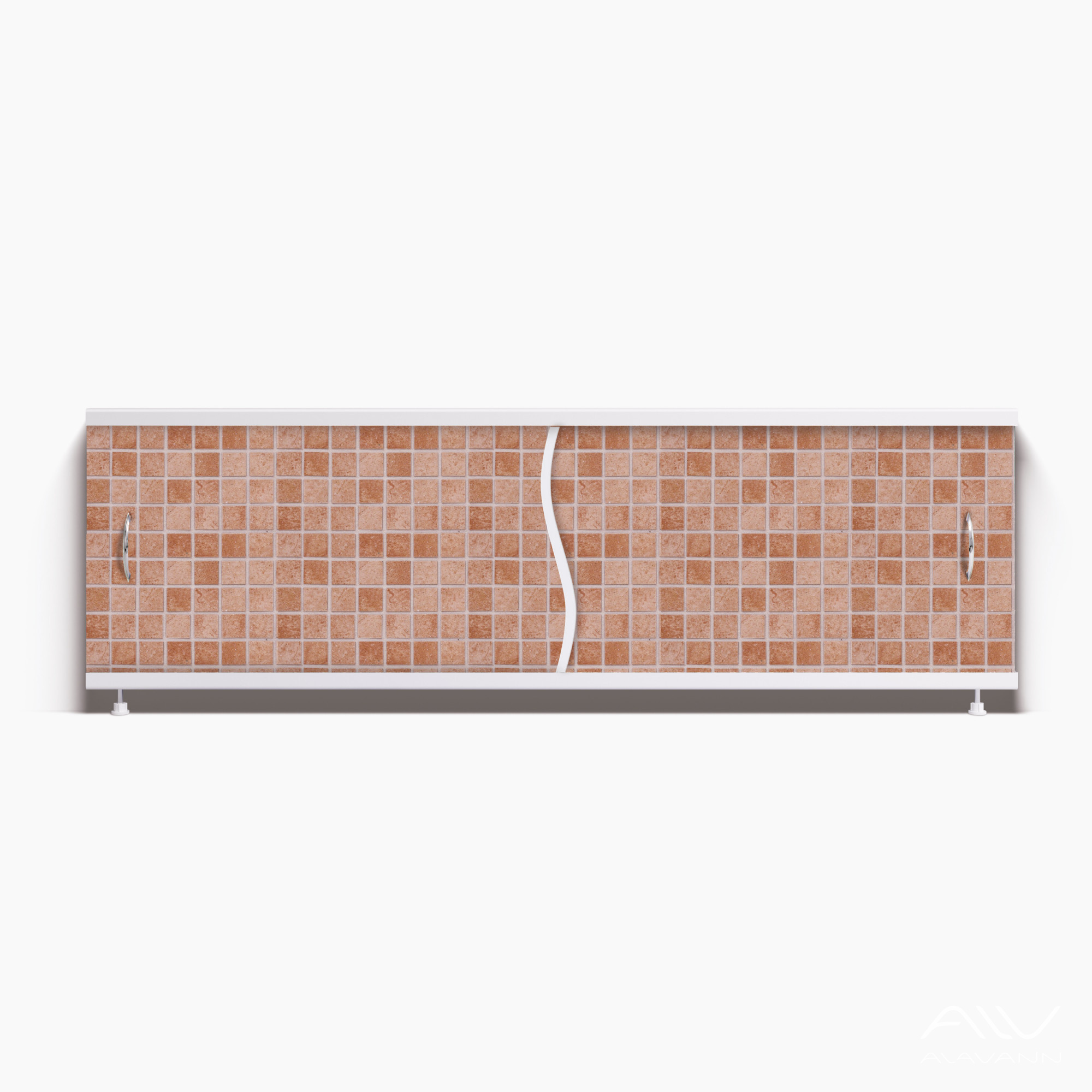 ПРЕМЬЕР Экран для ванны 150 см, полистирол,(коричневая плитка-047), ALAVANN