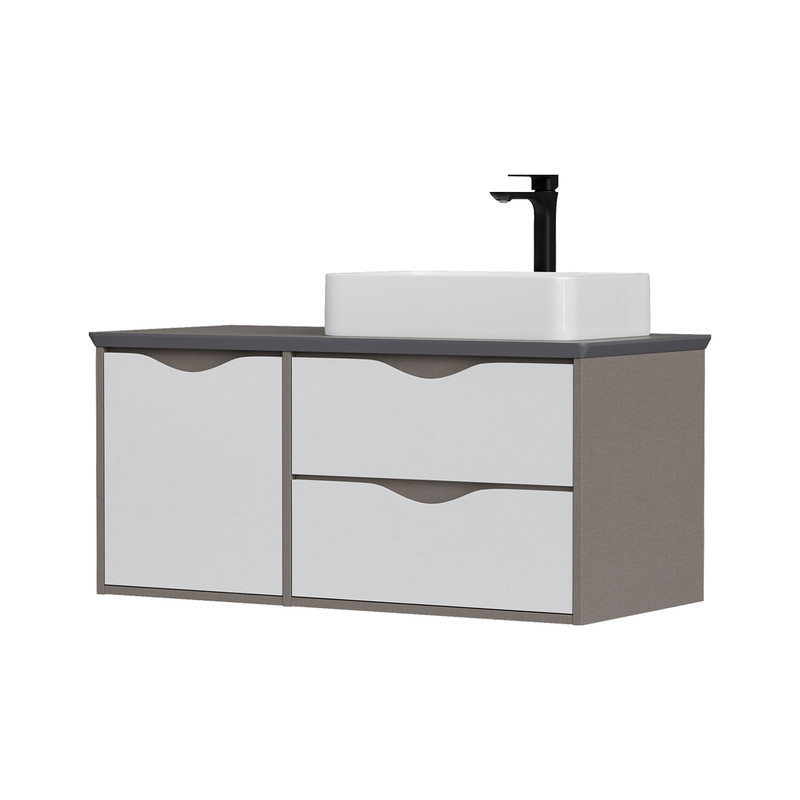 Тумба EQUIL Smile 40 под столешницу (100R 120R) подвесная 1дв. L белый/лен антрацит