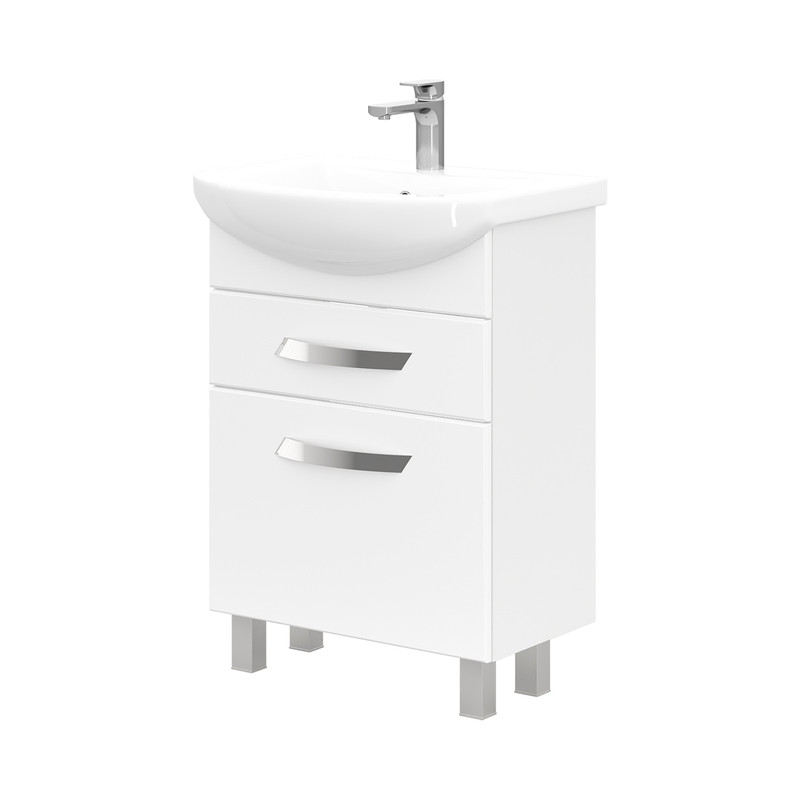 Тумба Onda 60, напольная, 2 ящ., белая (под раковину Балтика 60), VOLNA