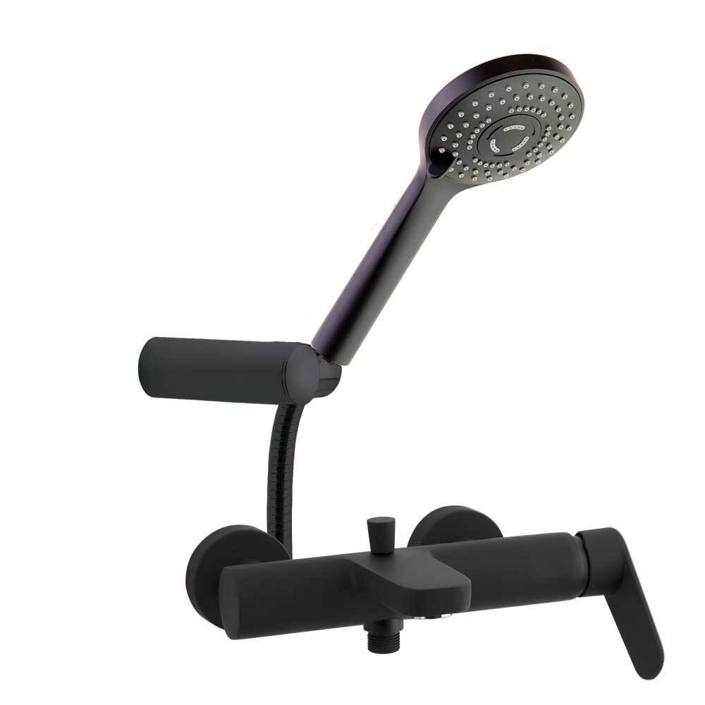 Смеситель для душа наружнего монтажа с душевым комплектом 360501BTNM ALEXIA матовый черный