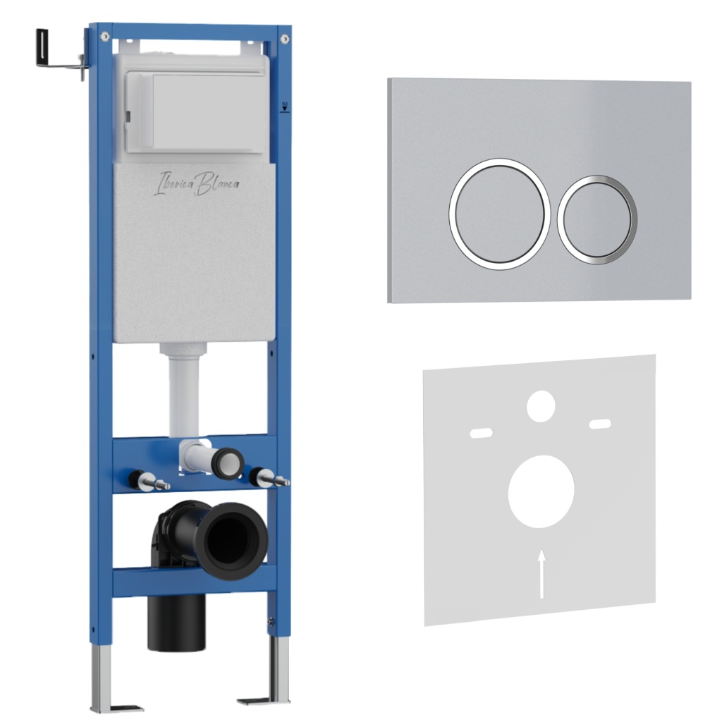 Комплект 2в1 IBERICA BLANCA инсталляция SILENCIO MINI, кнопка смыва ESTI-O хром матовый (IB.001M.824) Комплект 2в1 IBERICA BLANCA инсталляция SILENCIO MINI, кнопка смыва ESTI-O хром матовый (IB.001M.824)