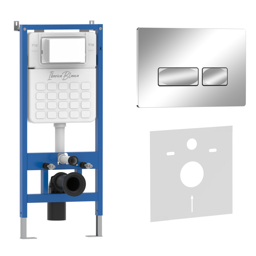 Комплект 2в1 IBERICA BLANCA инсталляция SILENCIO, кнопка смыва ESTI-R хром глянцевый (IB001.213) Комплект 2в1 IBERICA BLANCA инсталляция SILENCIO, кнопка смыва ESTI-R хром глянцевый (IB001.213)