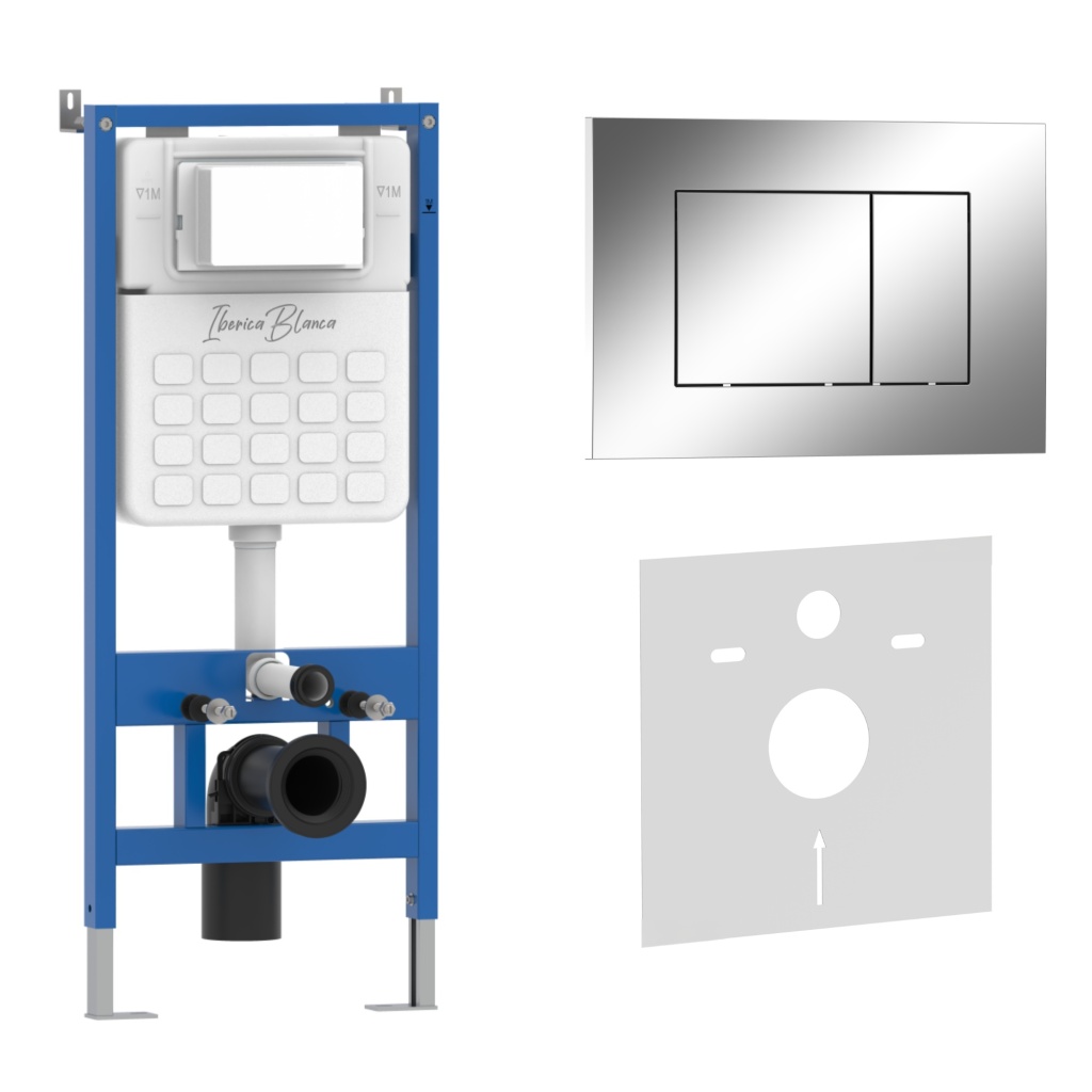 Комплект 2в1 IBERICA BLANCA инсталляция SILENCIO, кнопка смыва ESTI-S хром глянцевый (IB001.852) Комплект 2в1 IBERICA BLANCA инсталляция SILENCIO, кнопка смыва ESTI-S хром глянцевый (IB001.852)