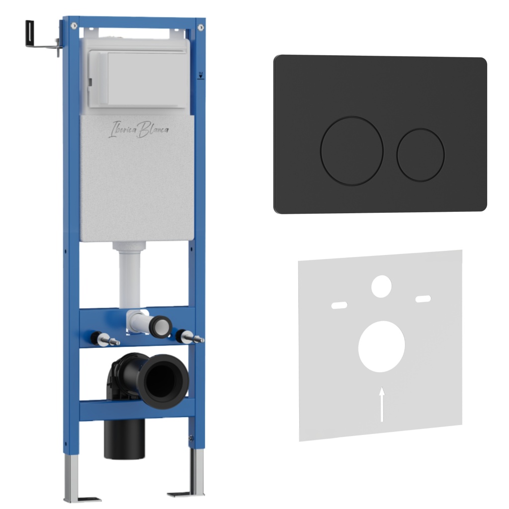 Комплект 2в1 IBERICA BLANCA инсталляция SILENCIO MINI, кнопка смыва INOX-O черный матовый (IB.001M.812) Комплект 2в1 IBERICA BLANCA инсталляция SILENCIO MINI, кнопка смыва INOX-O черный матовый (IB.001M.812)