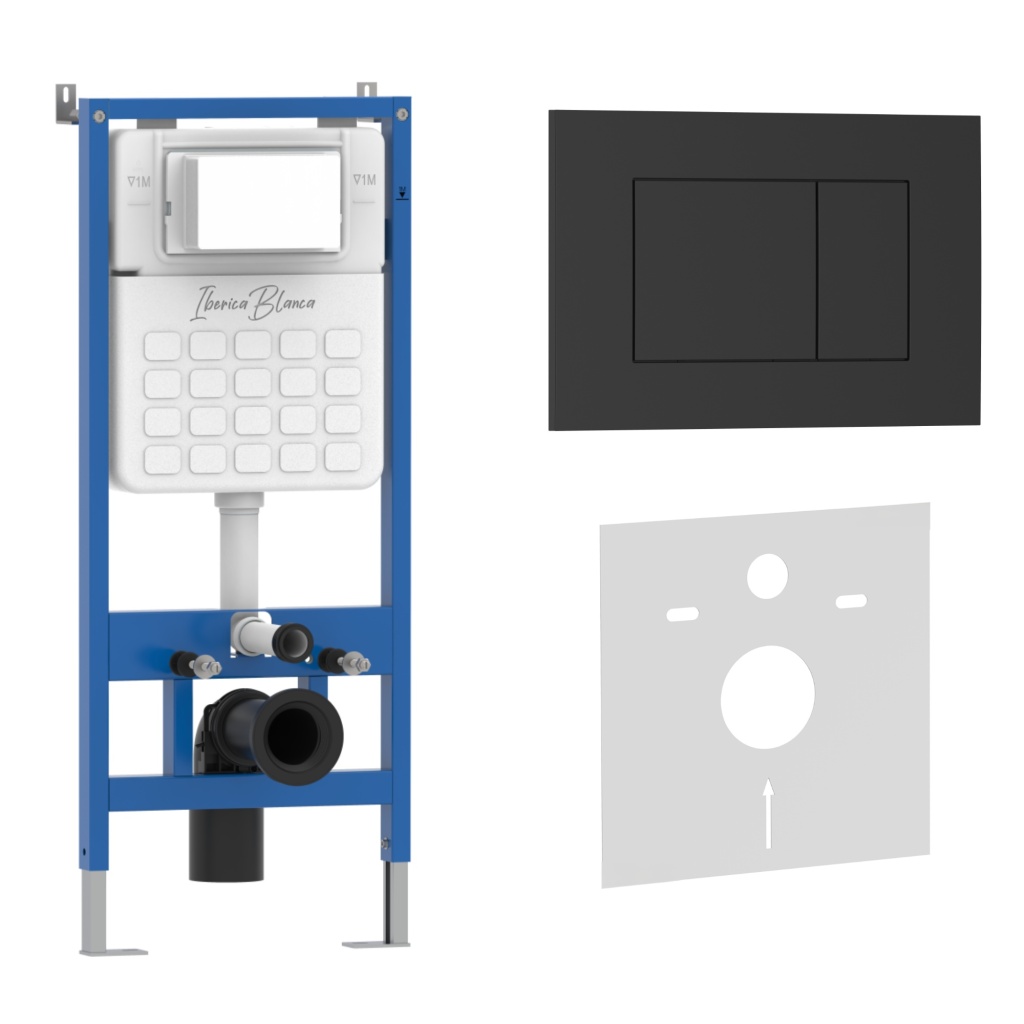 Комплект 2в1 IBERICA BLANCA инсталляция SILENCIO, кнопка смыва ESTI-S черный матовый (IB001.851) Комплект 2в1 IBERICA BLANCA инсталляция SILENCIO, кнопка смыва ESTI-S черный матовый (IB001.851)
