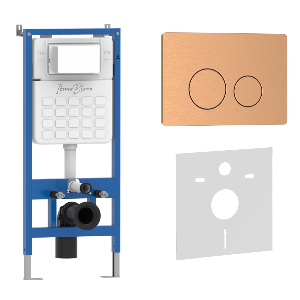 Комплект 2в1 IBERICA BLANCA инсталляция SILENCIO, кнопка смыва INOX-O розовое золото матовое (IB001.8172) Комплект 2в1 IBERICA BLANCA инсталляция SILENCIO, кнопка смыва INOX-O розовое золото матовое (IB001.8172)