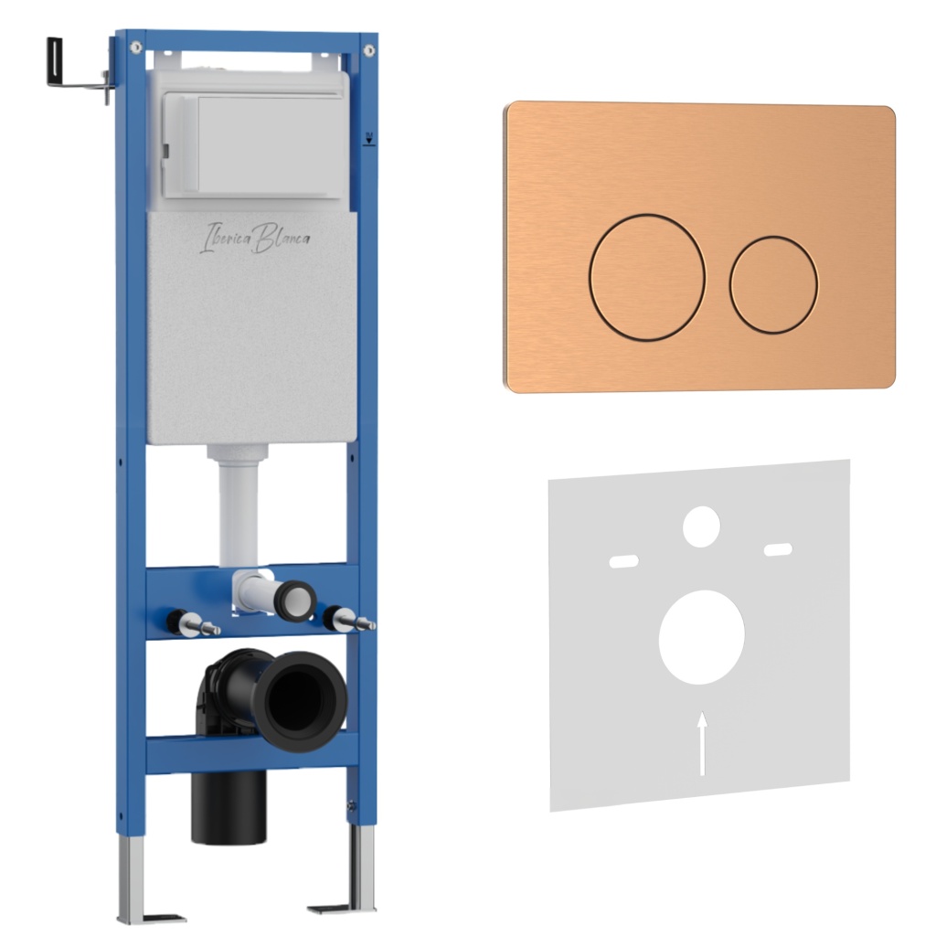 Комплект 2в1 IBERICA BLANCA инсталляция SILENCIO MINI, кнопка смыва INOX-O розовое золото матовое (IB.001M.8172) Комплект 2в1 IBERICA BLANCA инсталляция SILENCIO MINI, кнопка смыва INOX-O розовое золото матовое (IB.001M.8172)