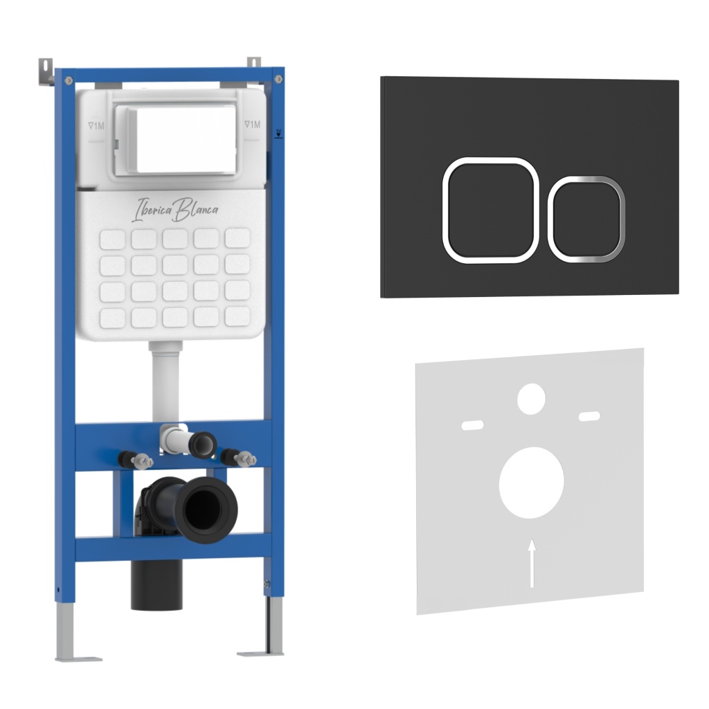 Комплект 2в1 IBERICA BLANCA инсталляция SILENCIO, кнопка смыва ESTI-Q черный матовый (IB001.832) Комплект 2в1 IBERICA BLANCA инсталляция SILENCIO, кнопка смыва ESTI-Q черный матовый (IB001.832)