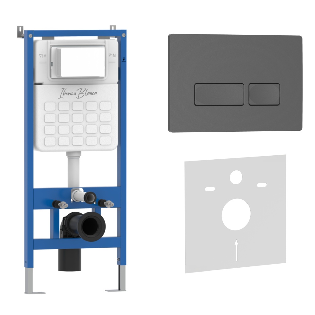 Комплект 2в1 IBERICA BLANCA инсталляция SILENCIO, кнопка смыва ESTI-R серый матовый (IB001.218) Комплект 2в1 IBERICA BLANCA инсталляция SILENCIO, кнопка смыва ESTI-R серый матовый (IB001.218)