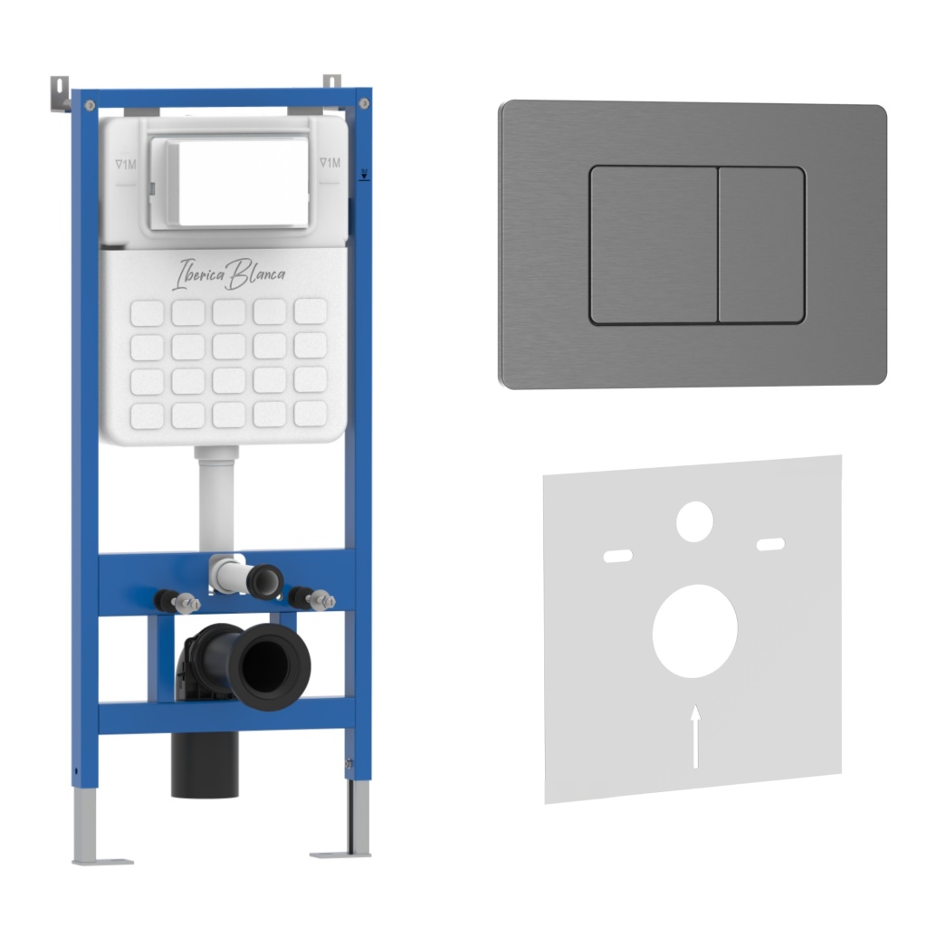 Комплект 2в1 IBERICA BLANCA инсталляция SILENCIO, кнопка смыва INOX-C вороненая сталь (IB001.118) Комплект 2в1 IBERICA BLANCA инсталляция SILENCIO, кнопка смыва INOX-C вороненая сталь (IB001.118)