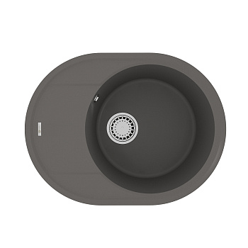 Кухонная мойка Lemark LACHA 620 врезная овальная с крылом из кварцгранита, Серый шёлк Кухонная мойка Lemark LACHA 620 врезная овальная с крылом из кварцгранита, Серый шёлк