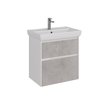 Тумба Lemark COMBI 70 см под 1 раковину, подвесная/напольная, 2 ящика, цвет фасада: Бетон, цвет корп