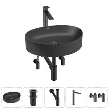 Накладная раковина для ванной комнаты Wellsee Belle Spa 2.0 20212603R в наборе 5 в 1: раковина матов