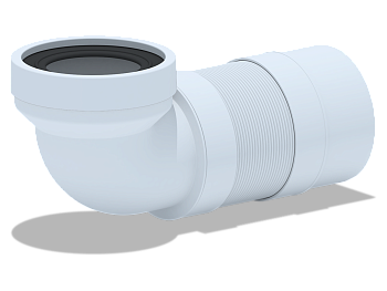 Удлинитель гибкий для унитаза АНИ Пласт K712R угол 90 градусов выпуск 110 мм 250-520 мм