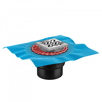 Трап водосток ZENTRUM Antik 100х100, хром глянец, выпуск D50/75/110 H74 вертикальный, BERGES