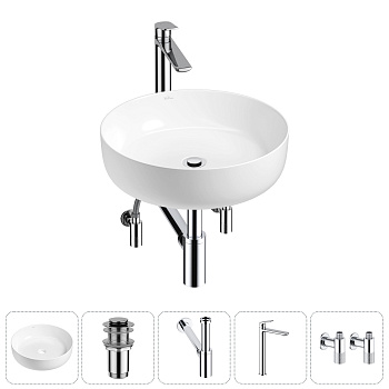Накладная раковина для ванной комнаты Wellsee Belle Spa 3.0 20212645R в наборе 5 в 1: раковина белый