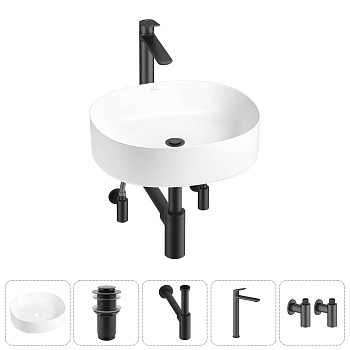 Накладная раковина для ванной комнаты Wellsee Belle Spa 2.0 20212534R в наборе 5 в 1: раковина белый