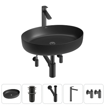 Накладная раковина для ванной комнаты Wellsee Belle Spa 3.0 20212687R в наборе 5 в 1: раковина матов