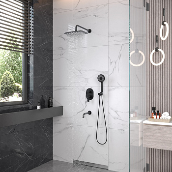 Душевой комплект VENTAS 3O BLACK, черный матовый, BERGES