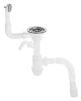 Сифон для мойки АНИ Пласт Грот A1042SA15 3 1/2 дюйма 40 с гибким переливом и отводом для стиральной машины