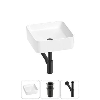 Накладная раковина для ванной комнаты Wellsee Mint 20212454R в наборе 3 в 1: раковина белый глянец, 