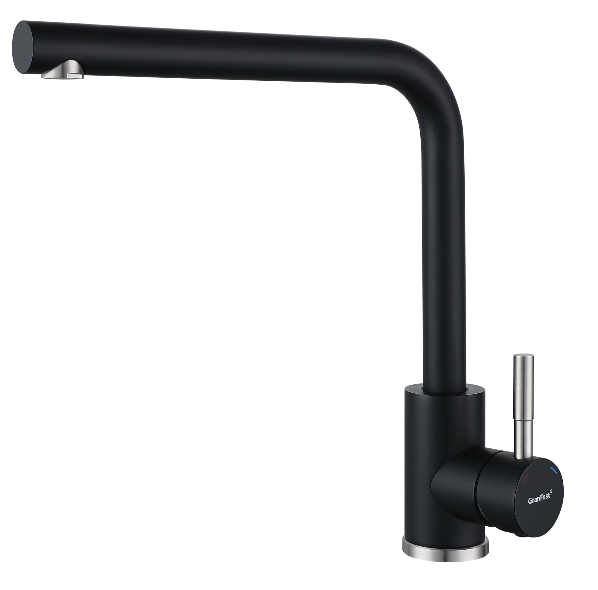 GRANFEST QUARZ Смеситель для кухни Г-обр. D-35мм (черный)