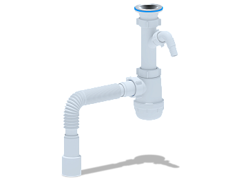 Сифон для мойки АНИ Пласт Грот A1015 1 1/2 дюйма 40 с отводом для стиральной машины с гибкой трубой 40х40/50