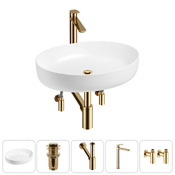 Накладная раковина для ванной комнаты Wellsee Belle Spa 3.0 20212675R в наборе 5 в 1: раковина белый