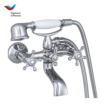 ГОРОД Смеситель для ванны с коротким литым изливом, двуручный, СЛАВЕН, И30