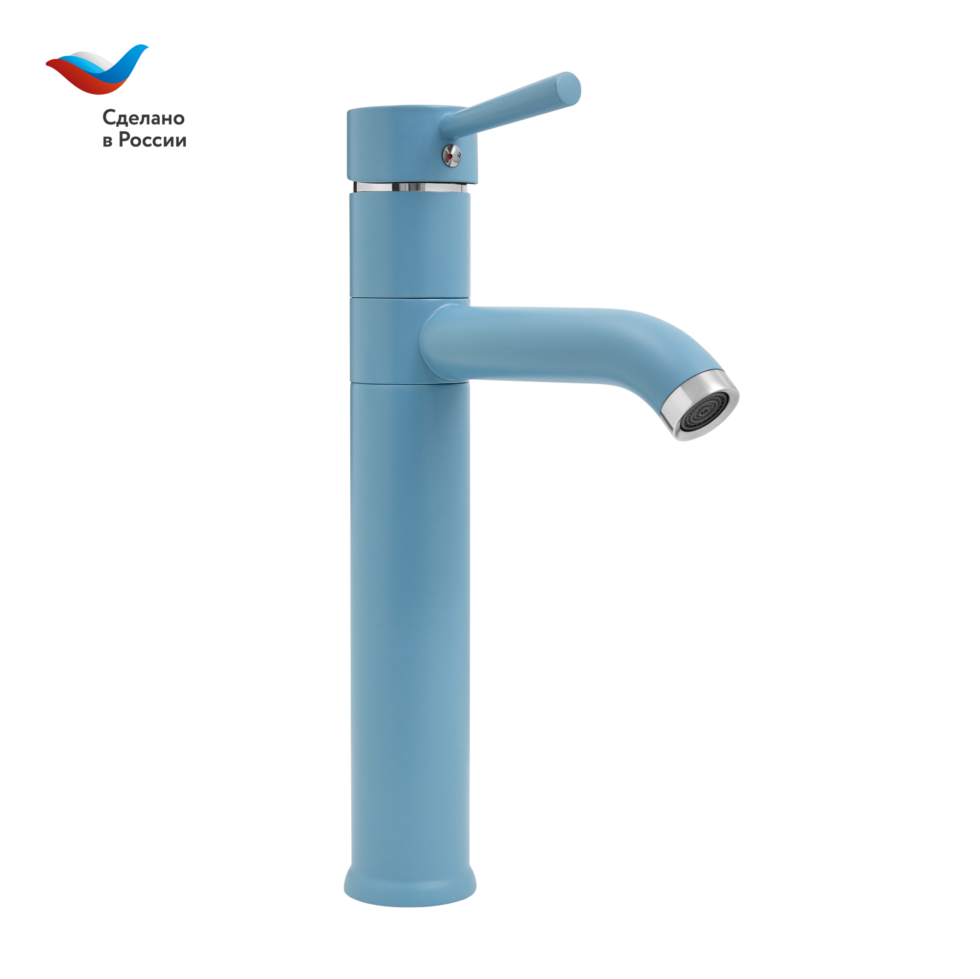 Город Смеситель для умывальника с высоким корпусом, одноручный, синий,  СЛАВЕН, СЛ-ОД-Д81