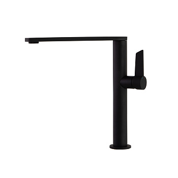 Смеситель высокий для кухни однорычажный с поворотным изливом KITCHEN 388401MCNM матовый черный