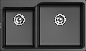 RIVELATO Мойка кварц  Axel 90D  2-чаш  870*520  nero арт. RIVELATO Мойка кварц  Axel 90D  2-чаш  870*520  nero арт.