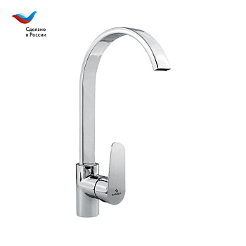 ГОРОД Смеситель для мойки с высоким плоским изливом, одноручный, СЛАВЕН, К29